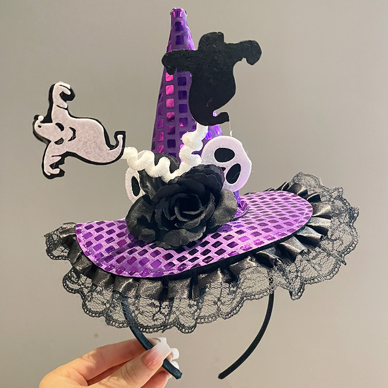 Κεφαλόδεσμος για Halloween με σκούρο σχέδιο αράχνης, χειροποίητος, από μίγμα υλικών, unisex