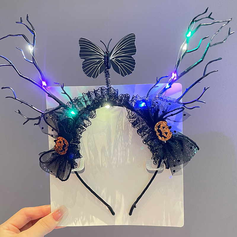 Κεφαλόδεσμος για Halloween με σκούρο σχέδιο αράχνης, χειροποίητος, από μίγμα υλικών, unisex