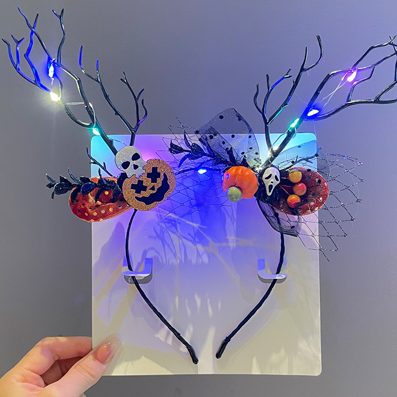 Κεφαλόδεσμος για Halloween με σκούρο σχέδιο αράχνης, χειροποίητος, από μίγμα υλικών, unisex