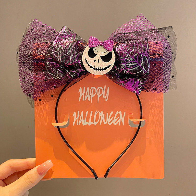 Κεφαλόδεσμος για Halloween με σκούρο σχέδιο αράχνης, χειροποίητος, από μίγμα υλικών, unisex