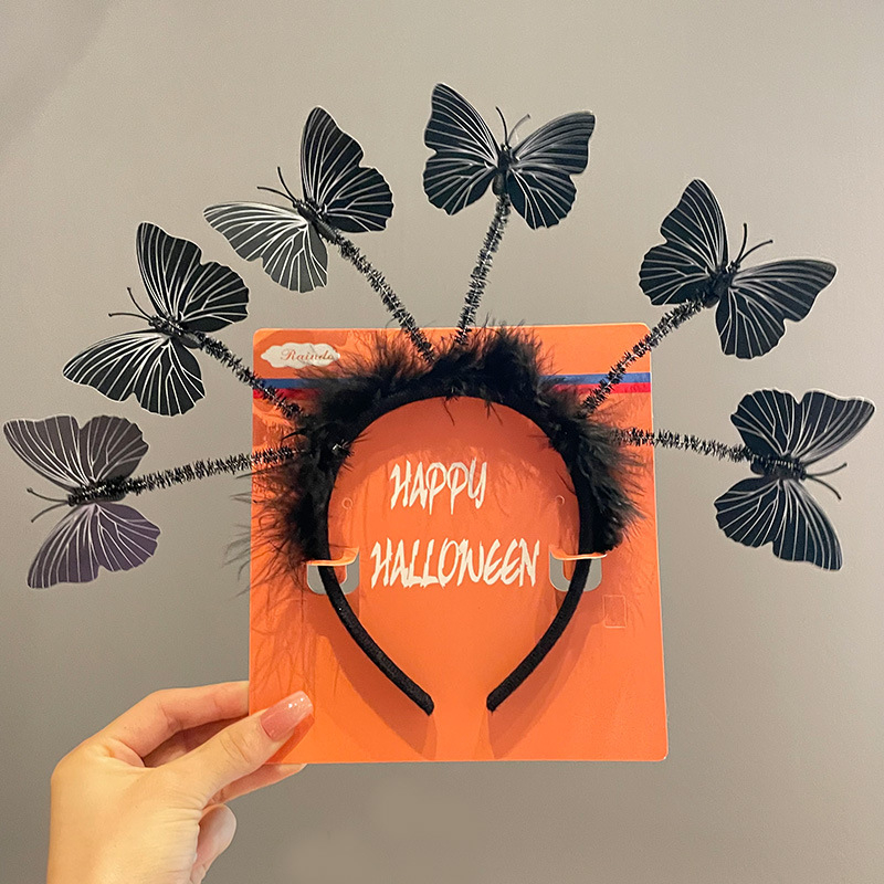 Κεφαλόδεσμος για Halloween με σκούρο σχέδιο αράχνης, χειροποίητος, από μίγμα υλικών, unisex