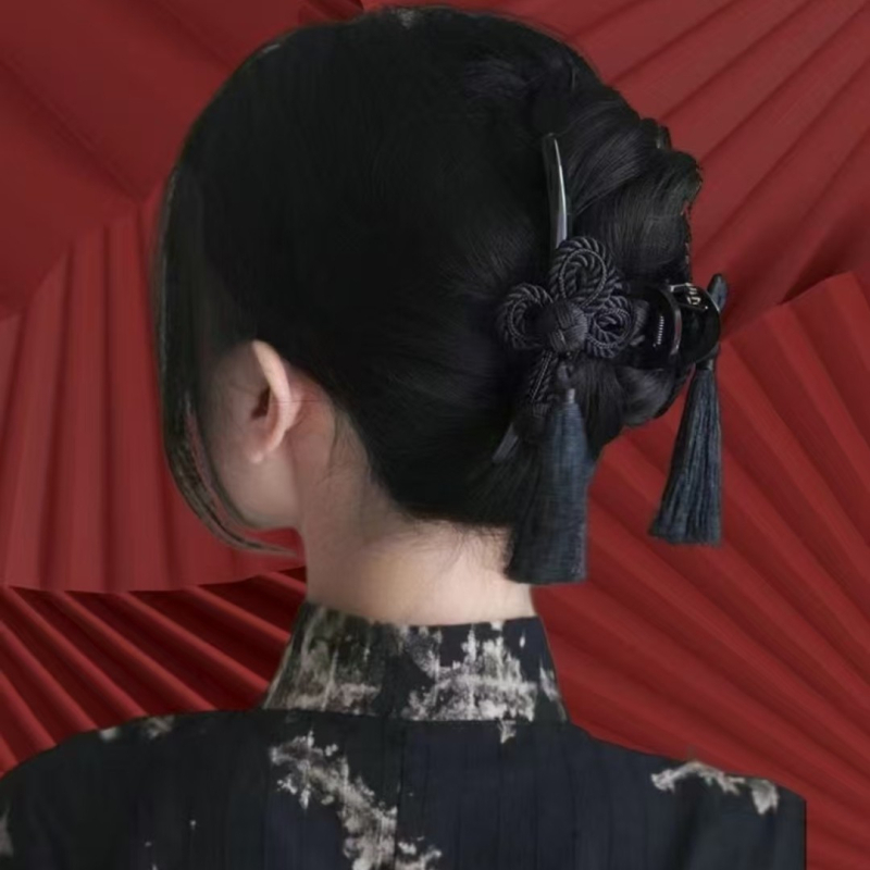 Κλιπ μαλλιών από ακρυλικό – τύπου καρχαρία, χειροποίητο, κινέζικος κόμβος, κομψό στυλ, για γυναίκες