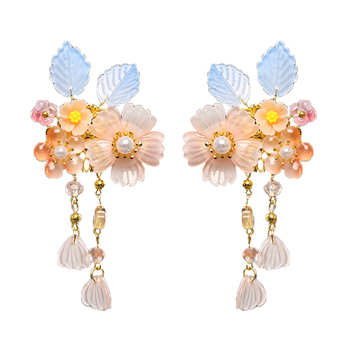 Bērnu matu aksesuārs: ziedu motīva matu klips antīkā stilā, glazēts stikls, pāris