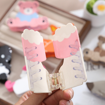 Τσιμπιδάκι μαλλιών από ακετικό οξύ με σχέδιο γλυκού ζώου για γυναίκες, τύπος γαντζώματος, προσαρμόζεται