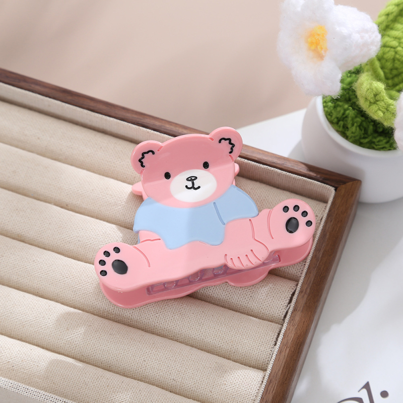 Τσιμπιδάκι μαλλιών από ακετικό οξύ με σχέδιο γλυκού ζώου για γυναίκες, τύπος γαντζώματος, προσαρμόζεται