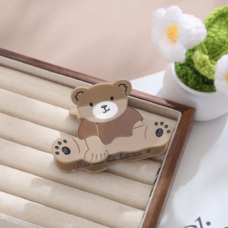 Τσιμπιδάκι μαλλιών από ακετικό οξύ με σχέδιο γλυκού ζώου για γυναίκες, τύπος γαντζώματος, προσαρμόζεται