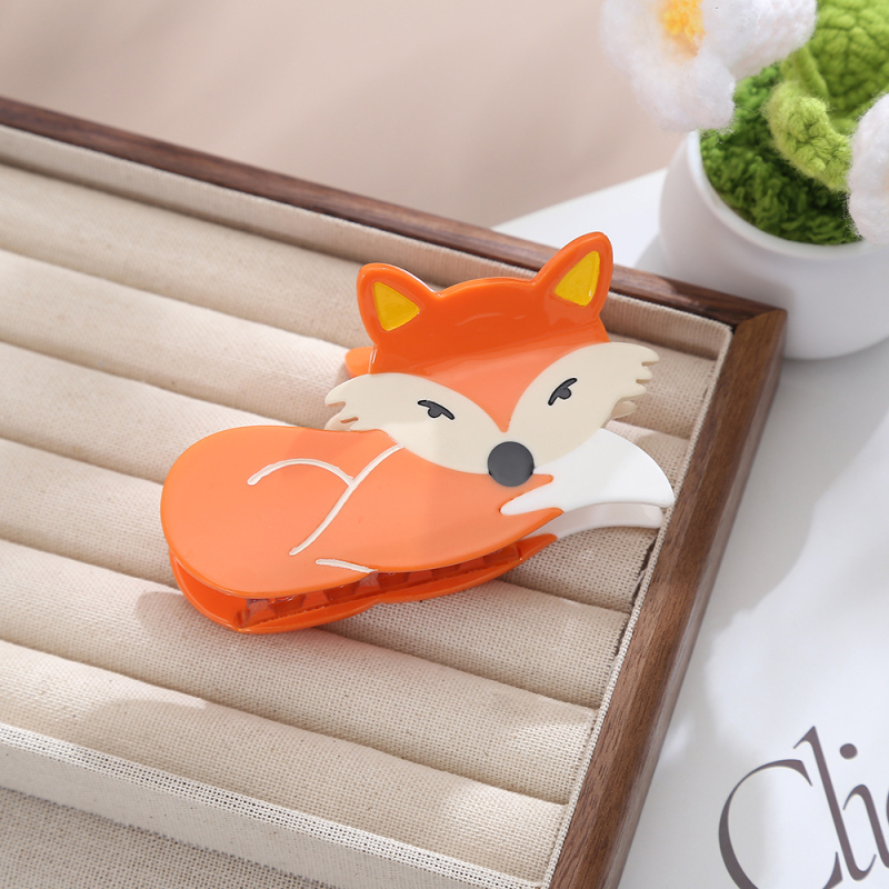 Τσιμπιδάκι μαλλιών από ακετικό οξύ με σχέδιο γλυκού ζώου για γυναίκες, τύπος γαντζώματος, προσαρμόζεται