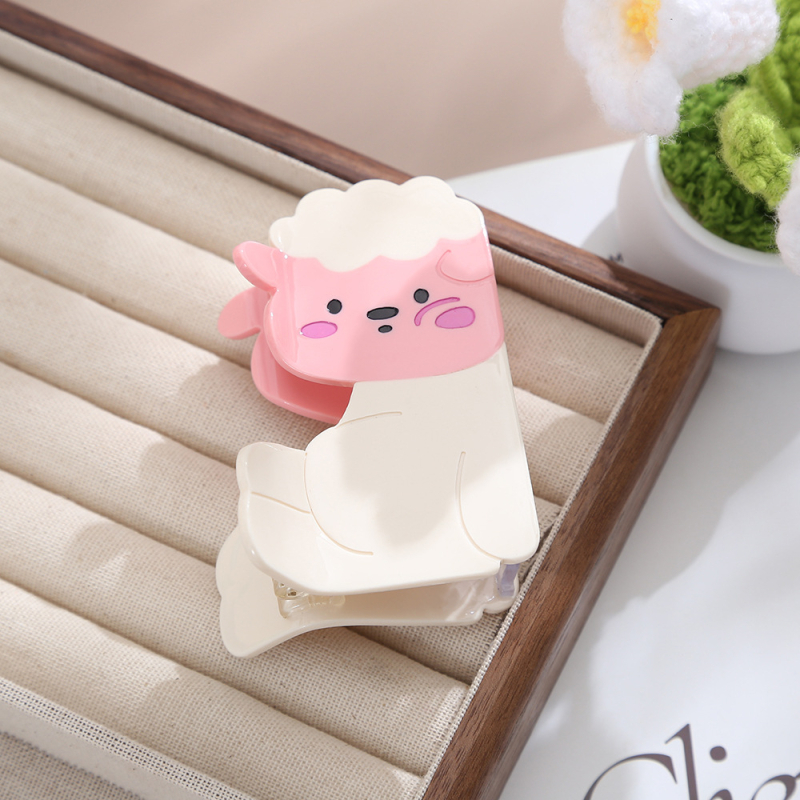 Τσιμπιδάκι μαλλιών από ακετικό οξύ με σχέδιο γλυκού ζώου για γυναίκες, τύπος γαντζώματος, προσαρμόζεται