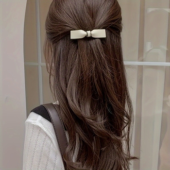 Σετ από 2 βελούδινές καρφίτσες μαλλιών με φιόγκο, στριφτό κλείσιμο – φρέσκο και γλυκό στυλ, Άνοιξη 2025