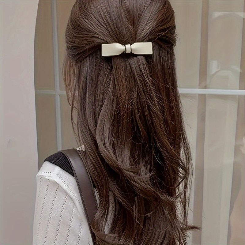 Σετ από 2 βελούδινές καρφίτσες μαλλιών με φιόγκο, στριφτό κλείσιμο – φρέσκο και γλυκό στυλ, Άνοιξη 2025