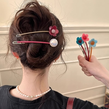 Κλιπ μαλλιών για γυναίκες, κορεατικού στυλ, από πλαστικό/ρητίνη, χειροποίητο, κλιπ ενός κομματιού, άνοιξη 2025