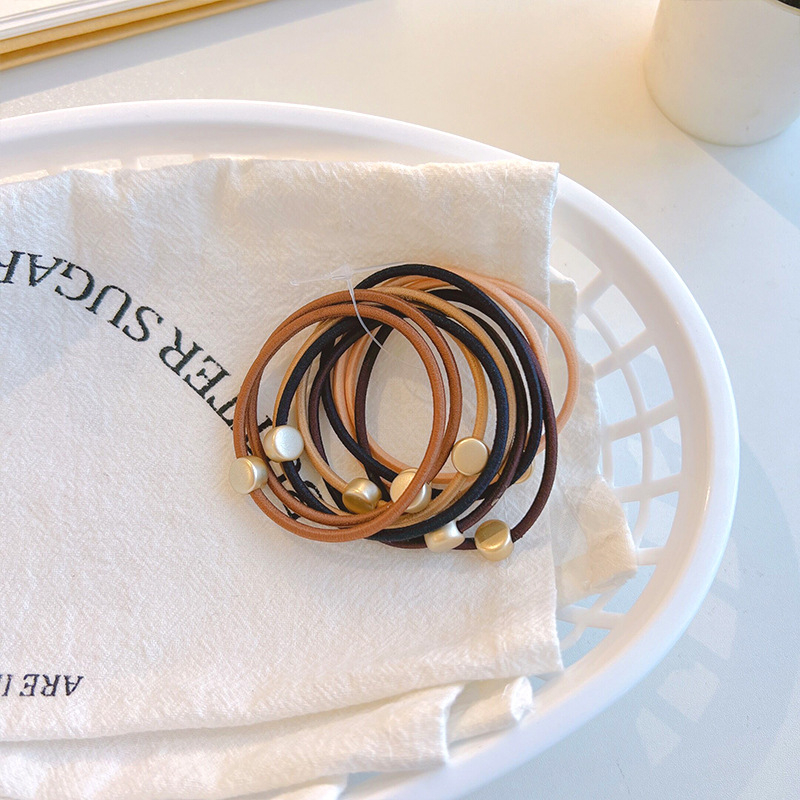 Σετ 10 λαστιχάκια μαλλιών, πολυεστέρας, χειροποίητα, ρετρό στυλ, υψηλή ελαστικότητα, σχήματα κύκλος, καρδιά, τετράγωνο