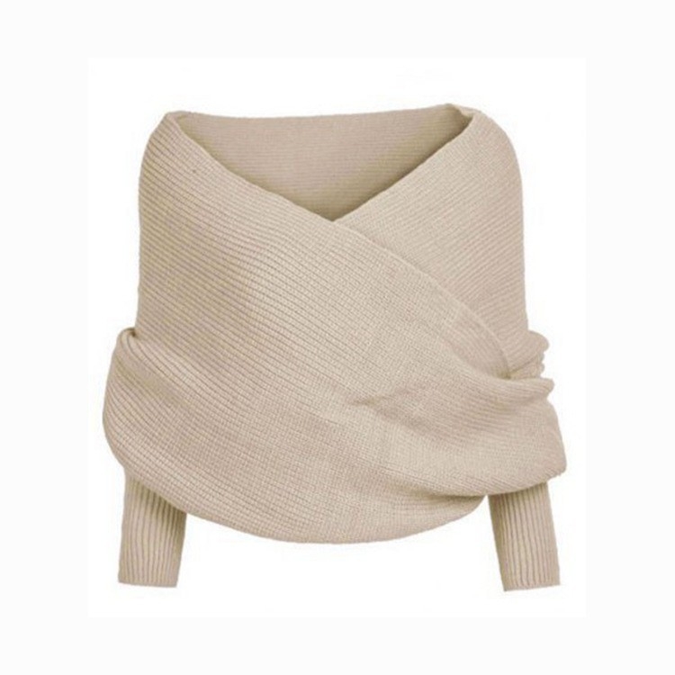 Pleteni šal s rukavima, akril/umjetna vuna, za jesen i zimu, ravno pletenje, produženi stil, topao