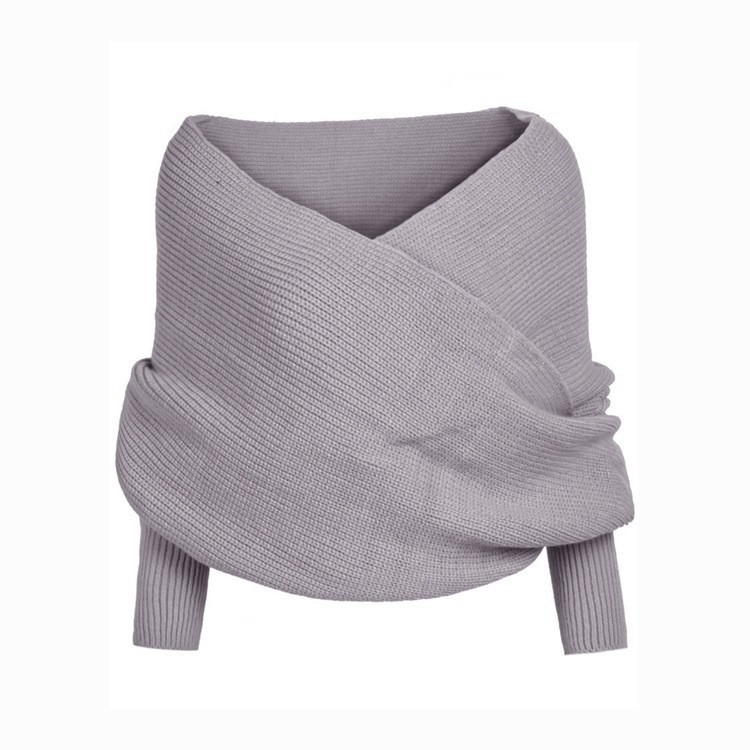 Pleteni šal s rukavima, akril/umjetna vuna, za jesen i zimu, ravno pletenje, produženi stil, topao