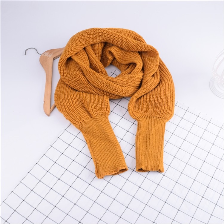 Pleteni šal s rukavima, akril/umjetna vuna, za jesen i zimu, ravno pletenje, produženi stil, topao