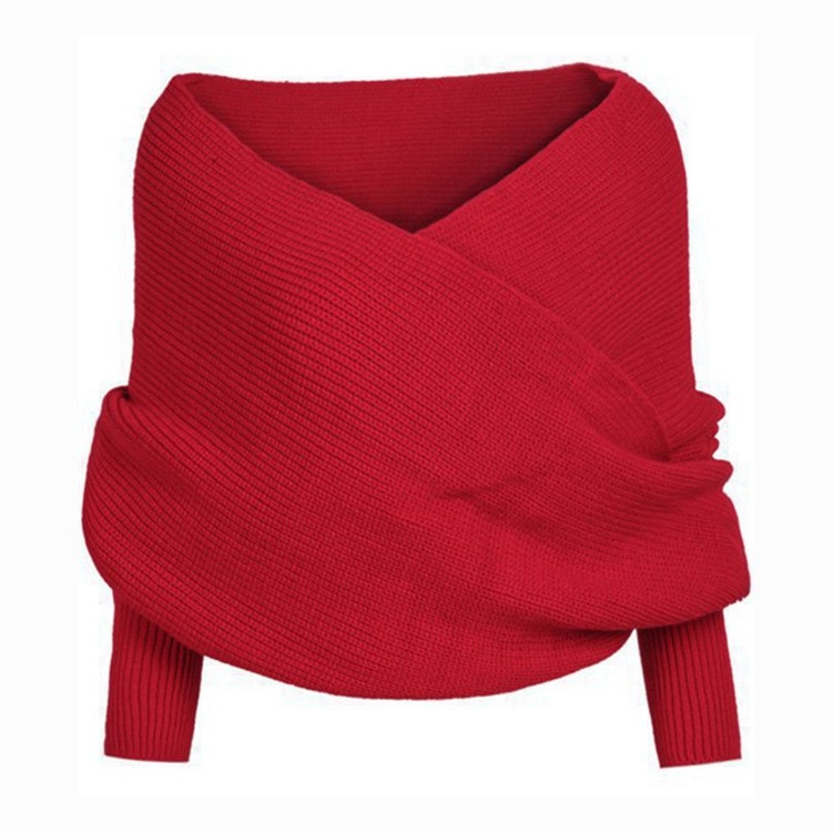 Pleteni šal s rukavima, akril/umjetna vuna, za jesen i zimu, ravno pletenje, produženi stil, topao