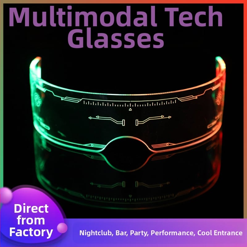 LED Φωτιζόμενα Γυαλιά, χωρίς σκελετό, unisex punk στυλ, ακρυλικό υλικό, μοντέλο τεχνολογικά φωτιζόμενα γυαλιά, καλοκαιρινή κυκλοφορία 2024
