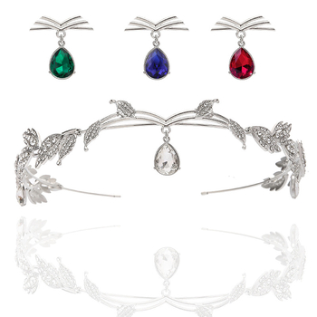 Κλασική διάδημα από κράμα με σχέδιο φύλλων, Κ9 λευκός κρύσταλλος, νυφικό αξεσουάρ κεφαλής
