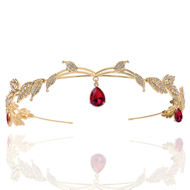 Κλασική διάδημα από κράμα με σχέδιο φύλλων, Κ9 λευκός κρύσταλλος, νυφικό αξεσουάρ κεφαλής