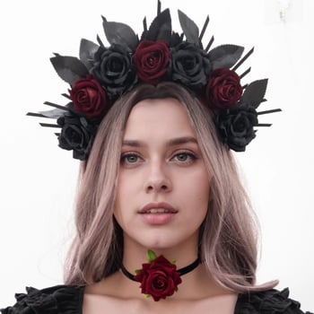 Set za kosu: ručno izrađena platnena čelenka, ogrlica i corsage, gotički stil za žene