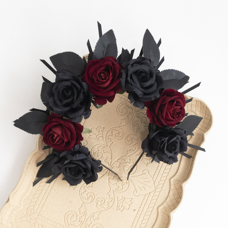 Set za kosu: ručno izrađena platnena čelenka, ogrlica i corsage, gotički stil za žene