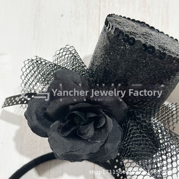 Helovīnu galvas lente ar režģa loku – roku darināts plastmasas kostīmu aksesuārs bērniem