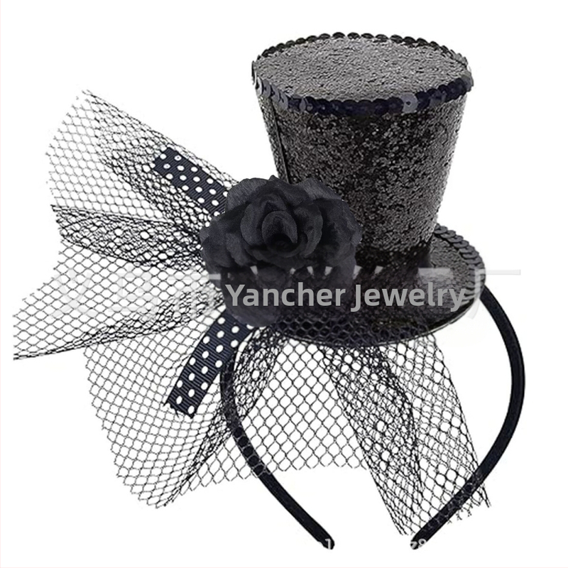 Helovīnu galvas lente ar režģa loku – roku darināts plastmasas kostīmu aksesuārs bērniem