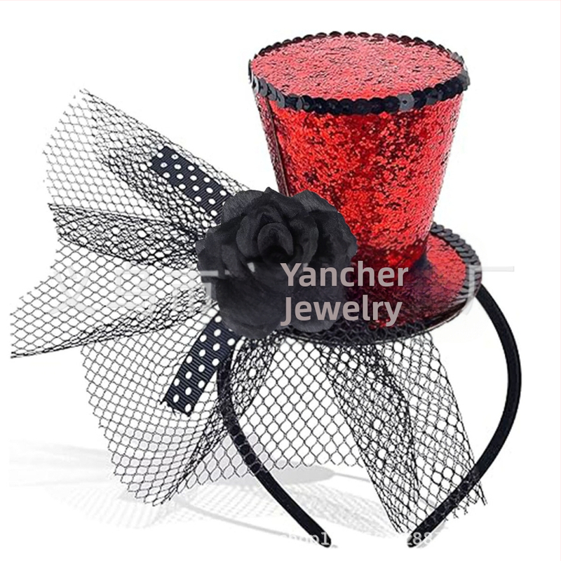 Helovīnu galvas lente ar režģa loku – roku darināts plastmasas kostīmu aksesuārs bērniem