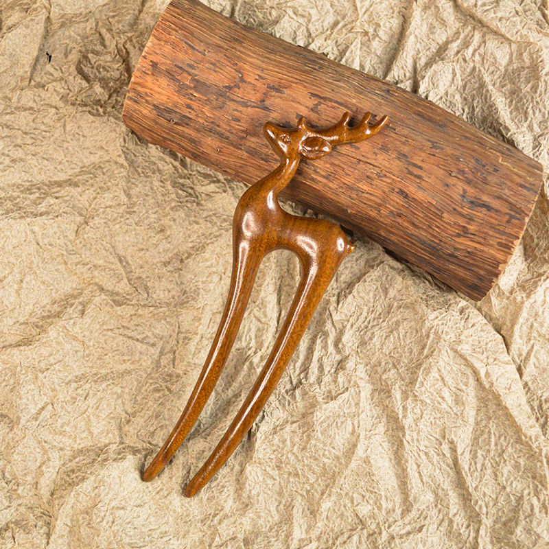 Dviejų dalių sandalmedžio plaukų segtukas, vintage geometrinis medinis galvos aksesuaras, pritaikomas