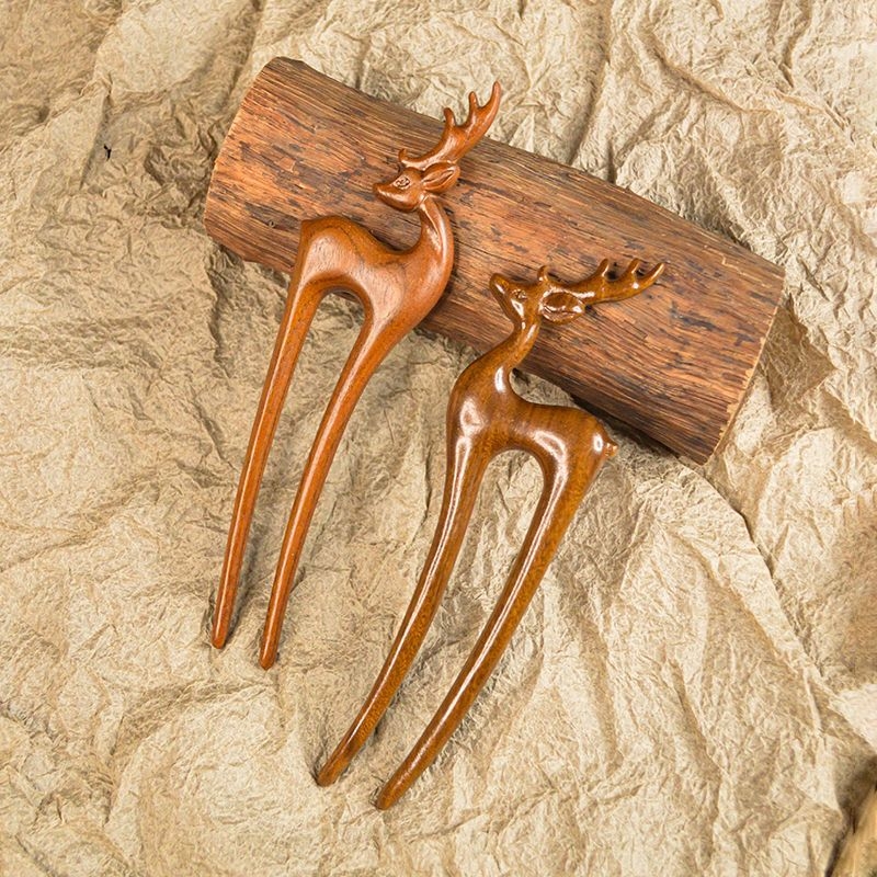 Dviejų dalių sandalmedžio plaukų segtukas, vintage geometrinis medinis galvos aksesuaras, pritaikomas