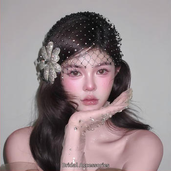 Lan lin ретро аксесоар за коса с цвете – мрежест материал, микропайване, LL-1560