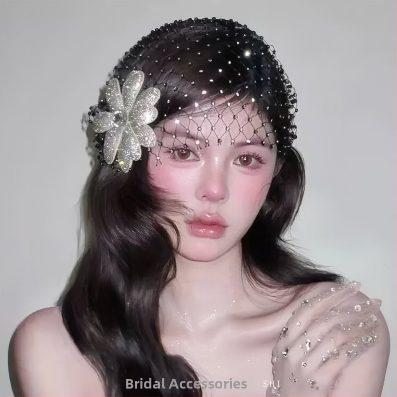 Lan lin ретро аксесоар за коса с цвете – мрежест материал, микропайване, LL-1560