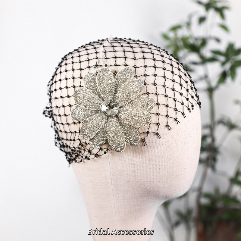 Lan lin ретро аксесоар за коса с цвете – мрежест материал, микропайване, LL-1560