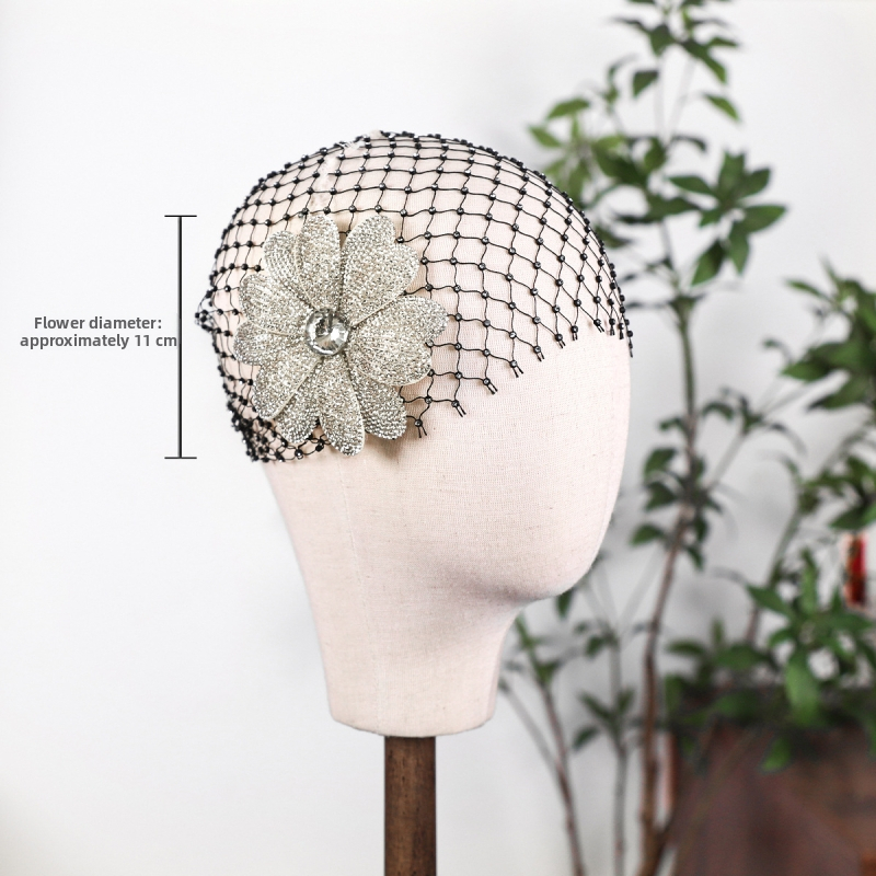 Lan lin ретро аксесоар за коса с цвете – мрежест материал, микропайване, LL-1560