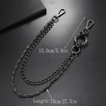 Αλυσίδα μέσης σε στυλ χιπ-χοπ, μεταλλική, με διπλό κύκλο, unisex, για νέους