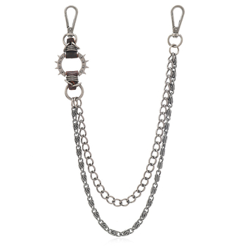 Αλυσίδα μέσης σε στυλ χιπ-χοπ, μεταλλική, με διπλό κύκλο, unisex, για νέους