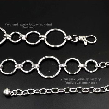 Γυναικεία μεταλλική ζώνη μέσης με κυκλικό κρίκο, μήκος 110 cm, πλάτος 3.0 cm, ευέλικτο στυλ