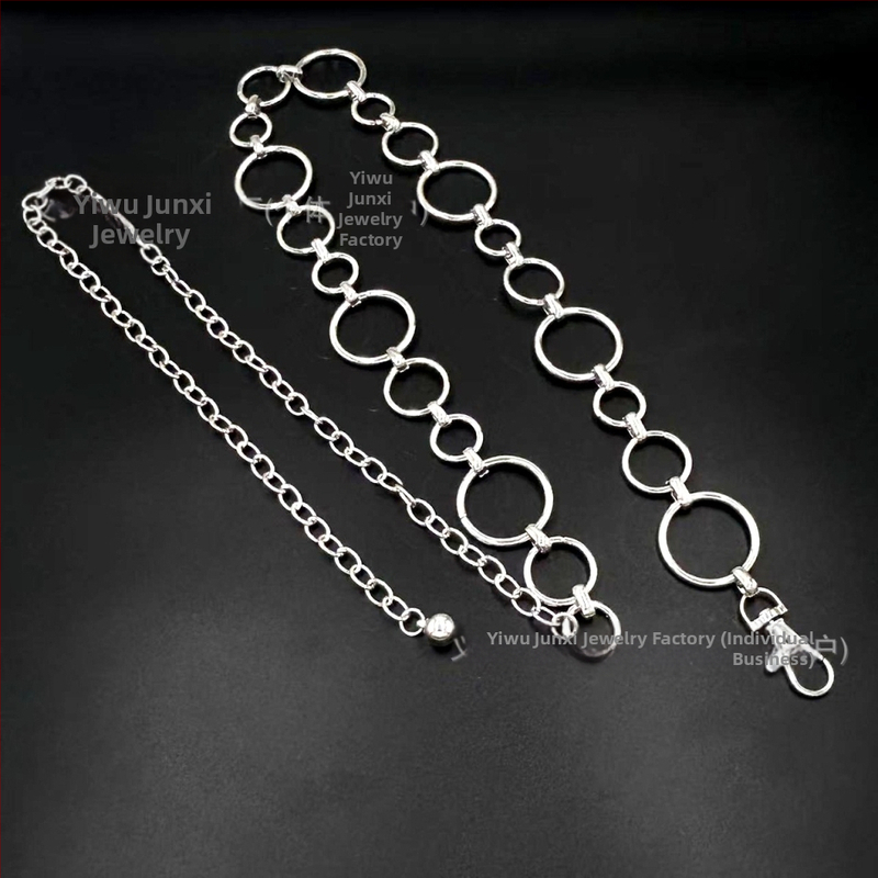 Γυναικεία μεταλλική ζώνη μέσης με κυκλικό κρίκο, μήκος 110 cm, πλάτος 3.0 cm, ευέλικτο στυλ