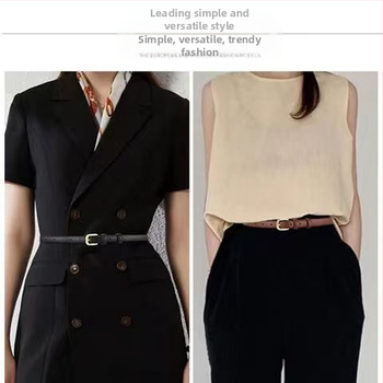 Γυναικεία ζώνη από PU δέρμα με μικρή τετράγωνη αγκράφα, αγκράφα από κράμα, κούμπωμα με πείρο, πλάτος 2–4 εκ, απλό, καθολικό στυλ