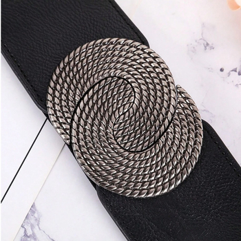 Γυναικεία διακοσμητική ελαστική φαρδιά ζώνη, PU δέρμα; Αγκράμα: PU/ψεύτικο δέρμα; Κλείσιμο: διπλό δαχτυλίδι; Πλάτος: άνω των 4 εκ; Εποχή λανσαρίματος: φθινόπωρο 2024