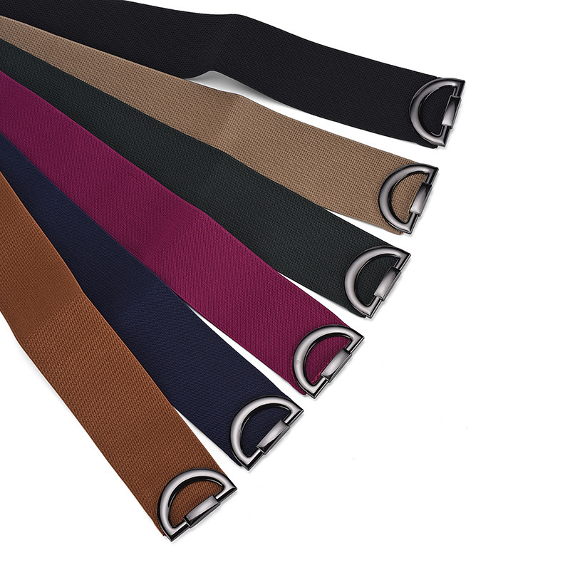 Γυναικείος διακοσμητικός ελαστικός ζωνάρι μέσης με αγκράφα, ευρύ κανβάς ζώνη για φορέματα, ρετρό απλό στυλ, μήκος 60–80 cm