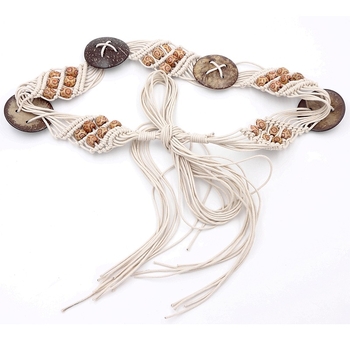 Γυναικεία ζώνη από κηρωμένο νήμα, χειροποίητα πλεγμένη, λεία αγκράφα, πλάτος 2–4 εκ