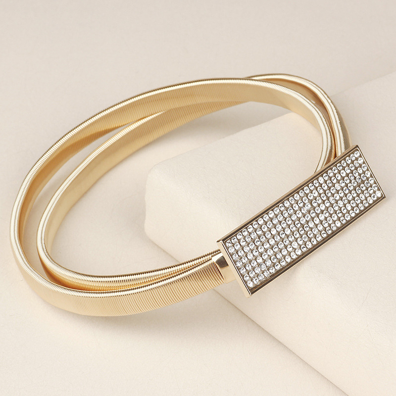 Αλυσίδα μέσης από μέταλλο με κρύσταλλα, ελαστική ζώνη, κατάλληλη για κάθε στυλ