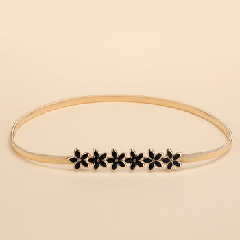 Ζώνη μέσης με φλοράλ μοτίβο, λεπτή πλάτη <2 εκ, μεταλλική κατασκευή, κλείσιμο με καρφί, επιχρωμωμένη επιφάνεια