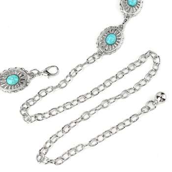 Γυναικεία μεταλλική αλυσίδα μέσης, πανκ στυλ, σχέδιο με έναν κύκλο, μήκος 100 cm