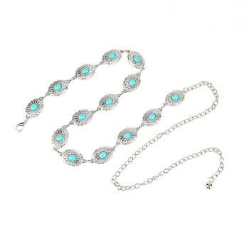 Γυναικεία μεταλλική αλυσίδα μέσης, πανκ στυλ, σχέδιο με έναν κύκλο, μήκος 100 cm