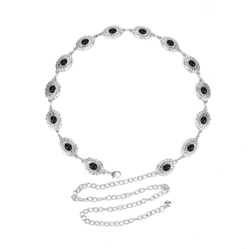 Γυναικεία μεταλλική αλυσίδα μέσης, πανκ στυλ, σχέδιο με έναν κύκλο, μήκος 100 cm