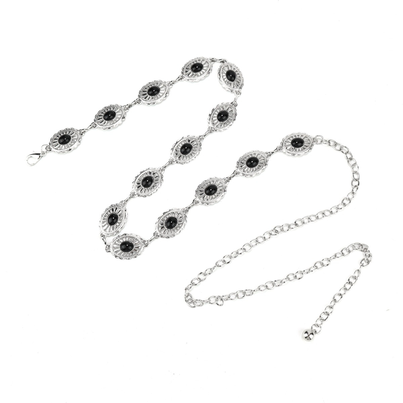Γυναικεία μεταλλική αλυσίδα μέσης, πανκ στυλ, σχέδιο με έναν κύκλο, μήκος 100 cm