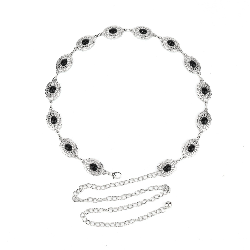 Γυναικεία μεταλλική αλυσίδα μέσης, πανκ στυλ, σχέδιο με έναν κύκλο, μήκος 100 cm