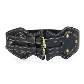 Ελαστική ευρεία ζώνη από συνθετικό δέρμα με διπλό αγκράφα με καρφί για παλτά